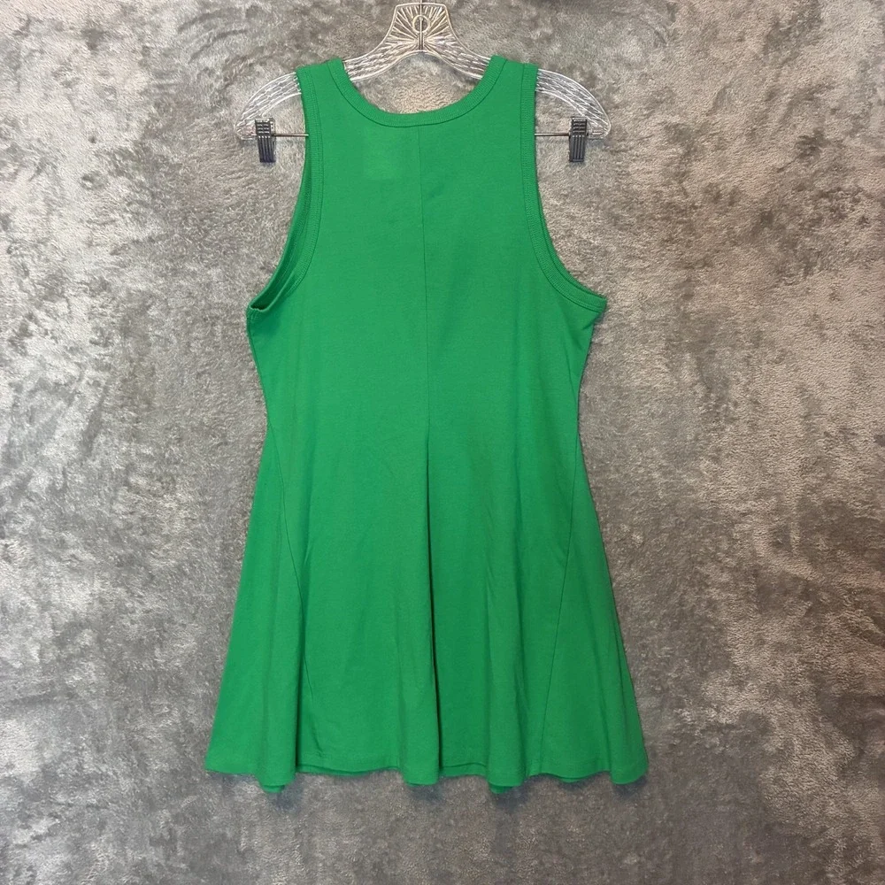 A New Day Womens Cozy Knit Sleeveless Skater Dress M Green Minimalist Sporty NWT